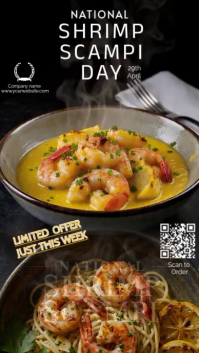 黑色 Shrimp Scampi Day Promotion เรื่องราวบน Instagram Template
