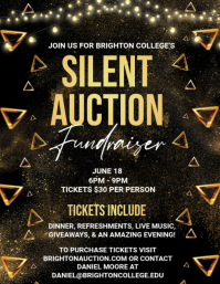 Black Silent Auction Fundraiser Løbeseddel Template