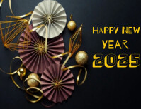 Black Modern & Minimal Simple Happy New Year  Flyer (us Letter) template