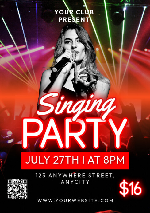 Black Modern & Minimal Singing Party A2 Templat | PosterMyWall