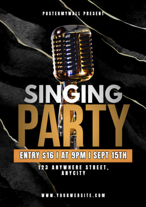 Black Modern & Minimal Singing Party A3 Template | PosterMyWall