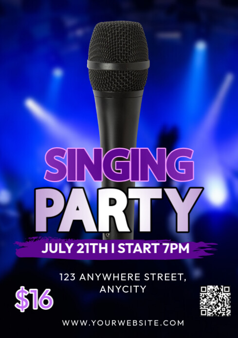 Black Modern & Minimal Singing Party A4 Template | PosterMyWall