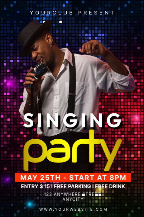 Black Modern & Minimal Singing Party Poster Template | PosterMyWall