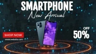 Black Modern & Minimal Smartphone New Arrival Mobile Video  Digital Display (16:9) template