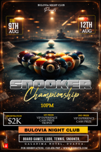 Black Modern & Minimal Snooker Championship Poster template