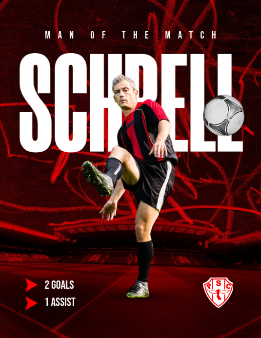 Black Modern & Minimal Soccer Man Of The Match Pamflet (letter As) Flyer (US Letter) template