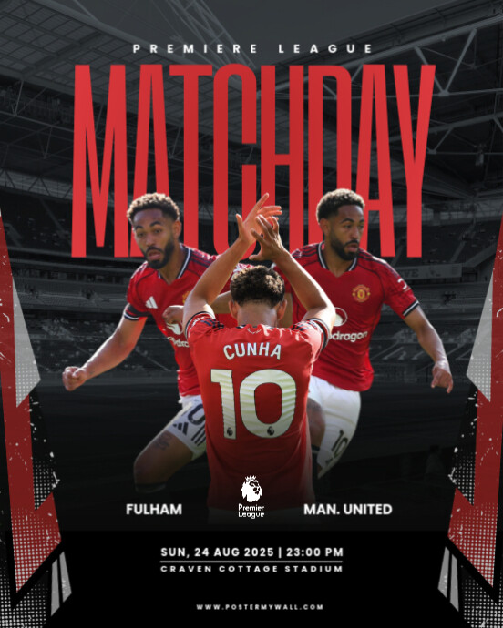 Black Modern & Minimal Soccer Match Day Instagram Portrait template
