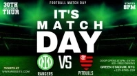 Black Modern & Minimal Soccer Match Day Video  Digital Display (16:9) template