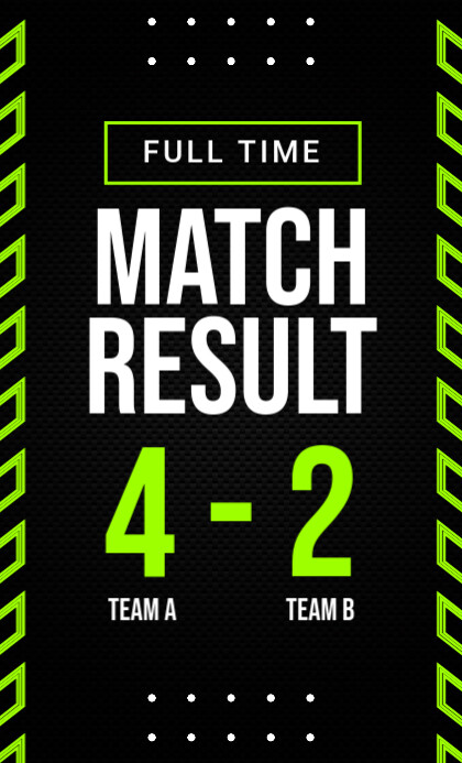 Copy of Black Modern & Minimal Soccer Match Result Us Legal | PosterMyWall
