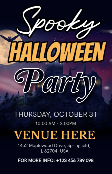 Black Modern & Minimal Spooky Halloween Party Invitation Template ...