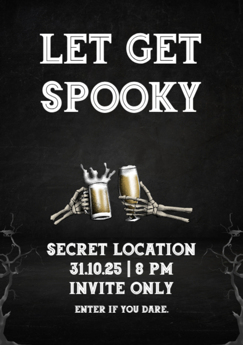Plantilla de Black Modern & Minimal Spooky Party A4 | PosterMyWall