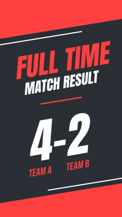 Black Modern & Minimal Sports Final Score Ins Template | PosterMyWall