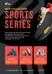 Black Modern & Minimal Sports Shoes Promotion A4 template