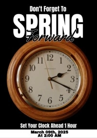 Black Modern & Minimal Spring Forward A5 template