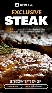 Black Modern & Minimal Steak  Instagram Story template