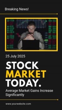 สีดำ Stock Market News Instagram Story Template
