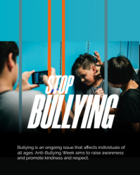Black Modern & Minimal Stop Bullying Instagram Portrait template