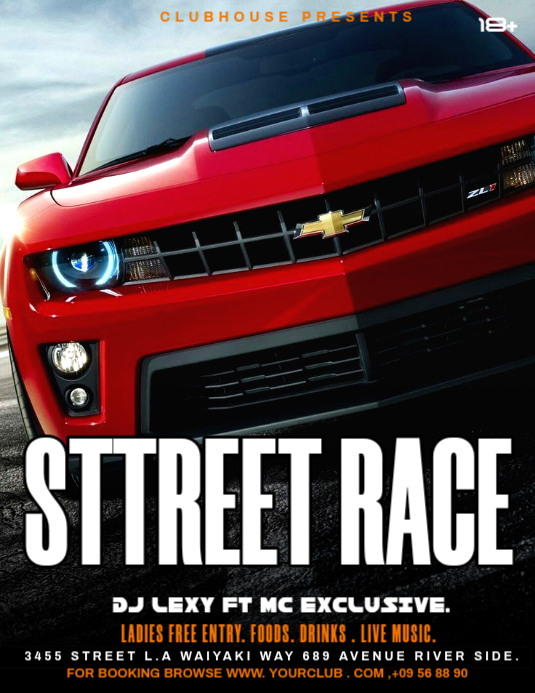Black Modern & Minimal Street Racing Event Flyer Template | PosterMyWall