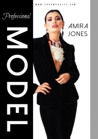 Black Modern & Minimal Stylish Model Poster A4 template