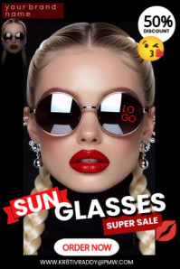 Black Modern & Minimal Sun Glasses Poster Plakat template