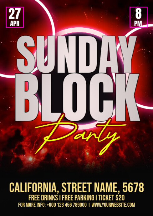Black Modern & Minimal Sunday Block Party A4 template