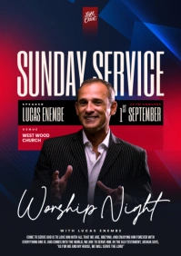 Black Modern & Minimal Sunday Service A4 template