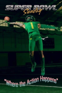 Black Modern & Minimal Super Bowl Sunday  Pinterest Graphic template