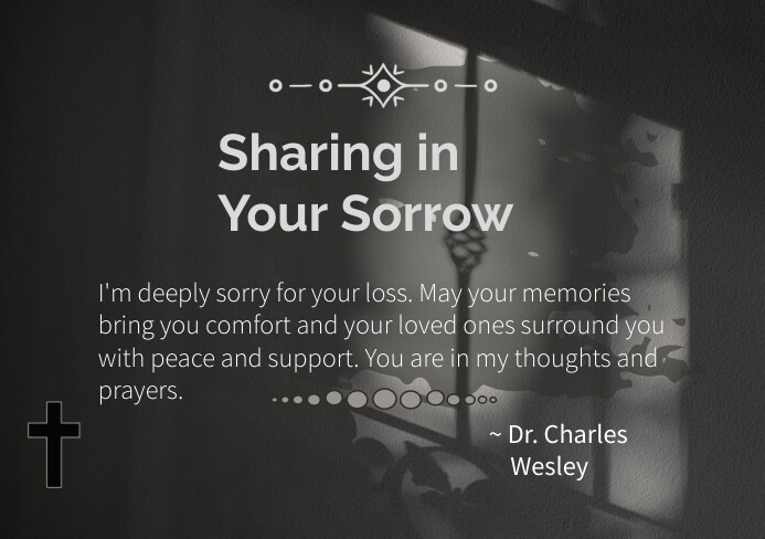 Black Modern & Minimal Sympathy Card A5 template