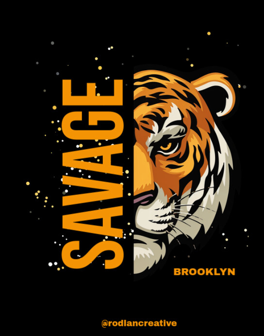 Black Modern & Minimal T Shirt Lion Design  Poster/wallboard 海报/墙板 template