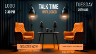 Black Modern & Minimal Talk Time Podcast Design  Digital Display (16:9) template
