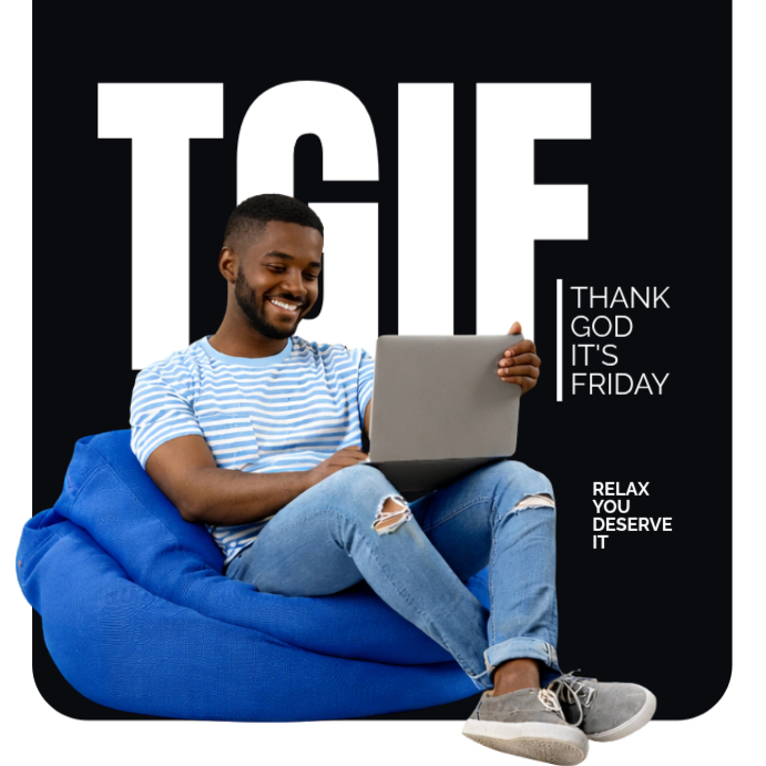 Black Modern & Minimal TGIF Celebration Instagram Post Template ...