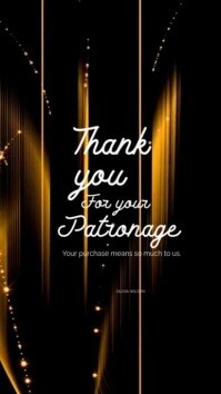 Black Modern & Minimal Thank You For Your Patronage Video Digital Display (9:16) template