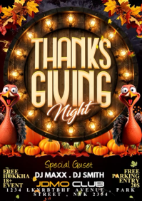 Black Modern & Minimal Thanksgiving A3 template