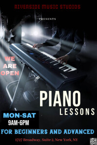 Black Piano Lessons Promotion Pinterest Graphic Template