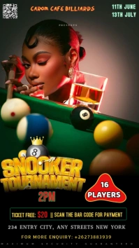 Black Modern & Minimal The Image Is A Promotional Flyer For A Snooker Tournament  Instagram Story template