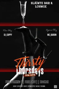 Black Modern & Minimal The Image Is A Promotional Flyer Entitled "thirsty Thursday  Pinterest Graphi template