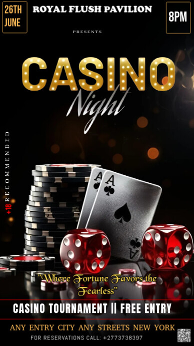 Black Modern & Minimal The Image Is A Sleek And Enticing Promotional Flyer Design "casino Night  Ins Instagram 快拍 template