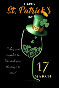 Black Modern & Minimal The Image Is A St Patrick's Day Poster With A Black Background  And Green The Illustration Pinterest template