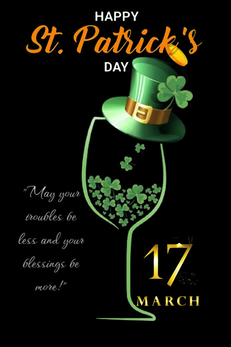 Black Modern & Minimal The Image Is A St Patrick's Day Poster With A Black Background  And Green The ภาพกราฟิก Pinterest template