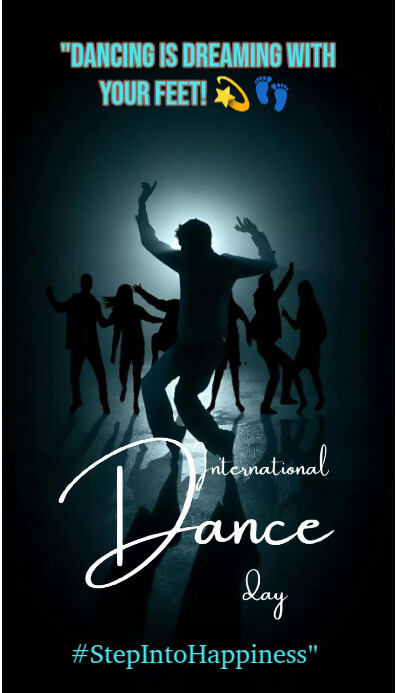 Black Modern & Minimal The Image Is A Stylish And Energetic Poster For International Dance Day  Busi Business Card template