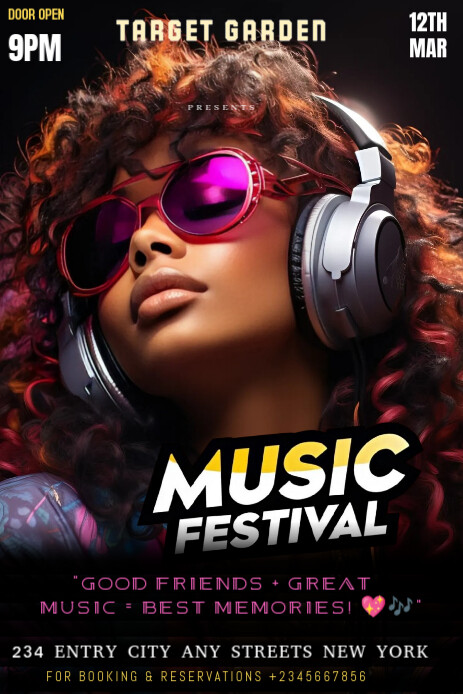 Black Modern & Minimal The Image Is A Vibrant And Energetic Music Festival Flyer  Pinterest Graphic template