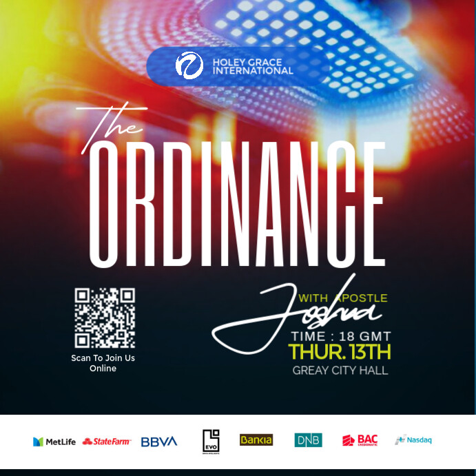 Black Modern & Minimal The Ordinance Program Design Instagram Post template