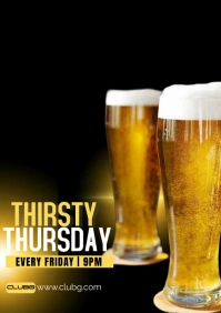 Black Modern & Minimal Thirsty Thursday  A2 template