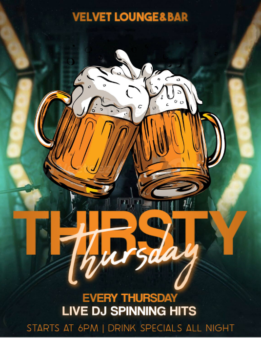 Modern & Minimal Thirsty Thursday Flyer (us Letter) Template | PosterMyWall