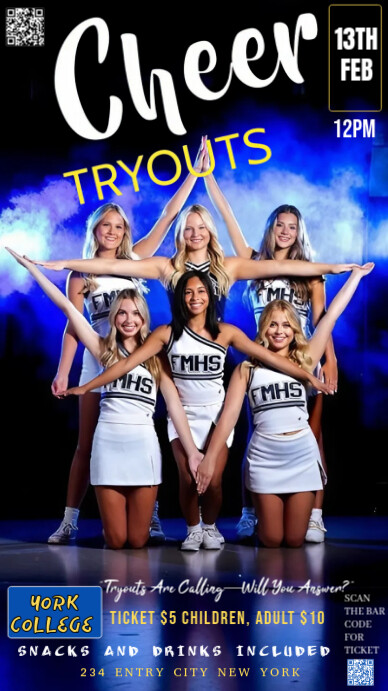 Black Modern & Minimal This Flyer Is Designed For A Cheer Tryouts Event  Instagram Story template