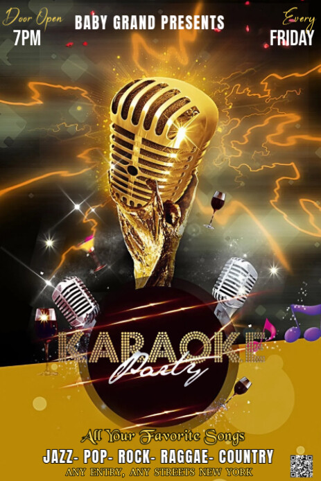 Black Modern & Minimal This Image Is A Dazzling And Energetic Poster Design For A "karaoke Party," P Pinterest 图片 template