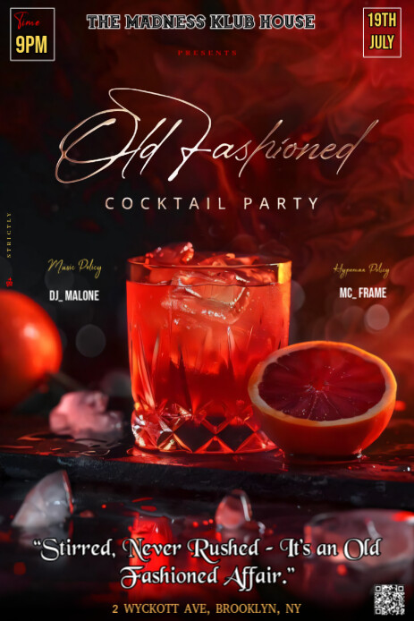 Black Modern & Minimal This Image Is A Flyer For An "old Fashioned Cocktail Party" Pinterest Graphic template