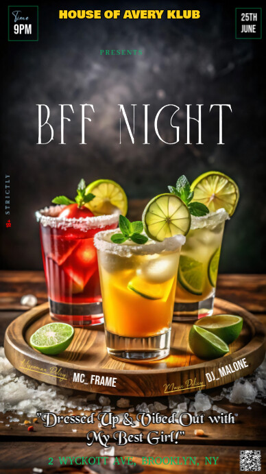 Black Modern & Minimal This Image Is An Attractive And Lively Poster Design Template For A "bff Nigh Instagram 快拍