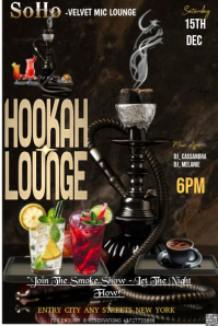 Black Modern & Minimal This Is A Dark, Luxurious, And Moody Promotional Flyer For A "hookah Lounge" Pinterest Graphic template
