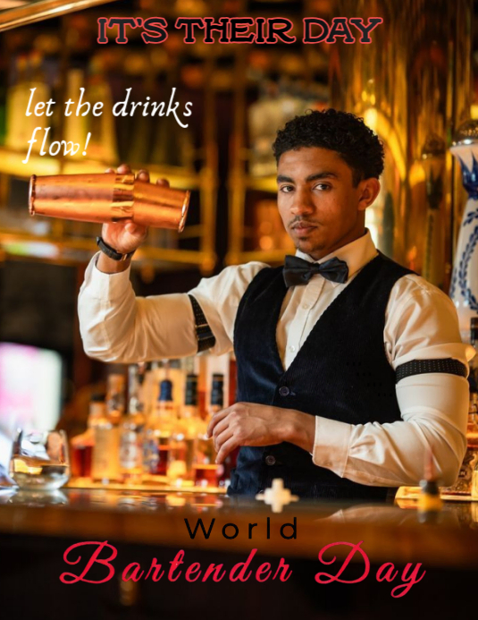 Black Modern & Minimal This Is An Engaging And Celebratory Promotional Image For World Bartender Day Flyer (US Letter) template